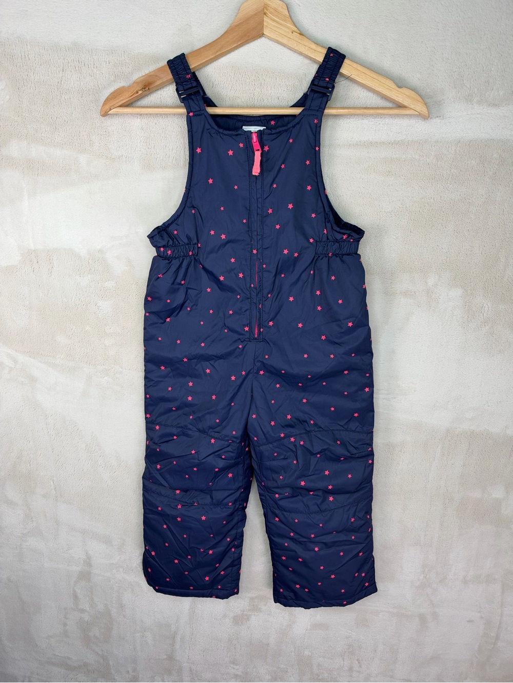 Gymboree Girl Navy Snow Overalls with Pink Star Print